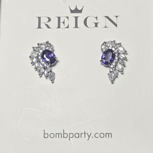 Bomb Party Earrings Never Fear The‎ Flames Violet Cubic Zirconia Silver Plating